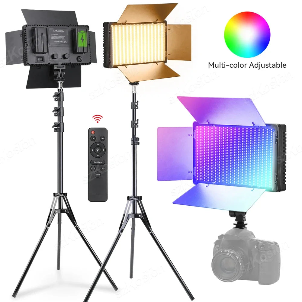 SZKOSTON U600 RGB LED Videoleuchte – 360 LEDs, 3200–5600K, CRI ≥95 & 0–100 % dimmbar | Studio-Licht für YouTube, Streaming, Gaming & Fotografie
