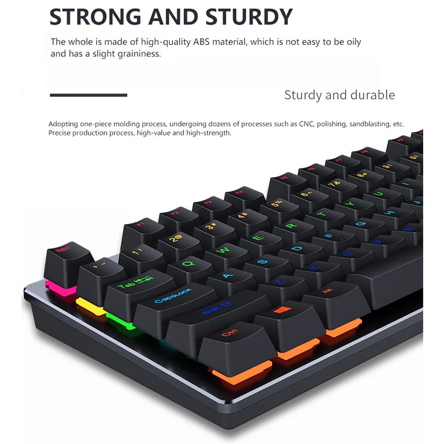 Mechanische RGB Gaming Tastatur – Beleuchtet, Ergonomisch & Kabelgebunden per USB für PC & Gaming