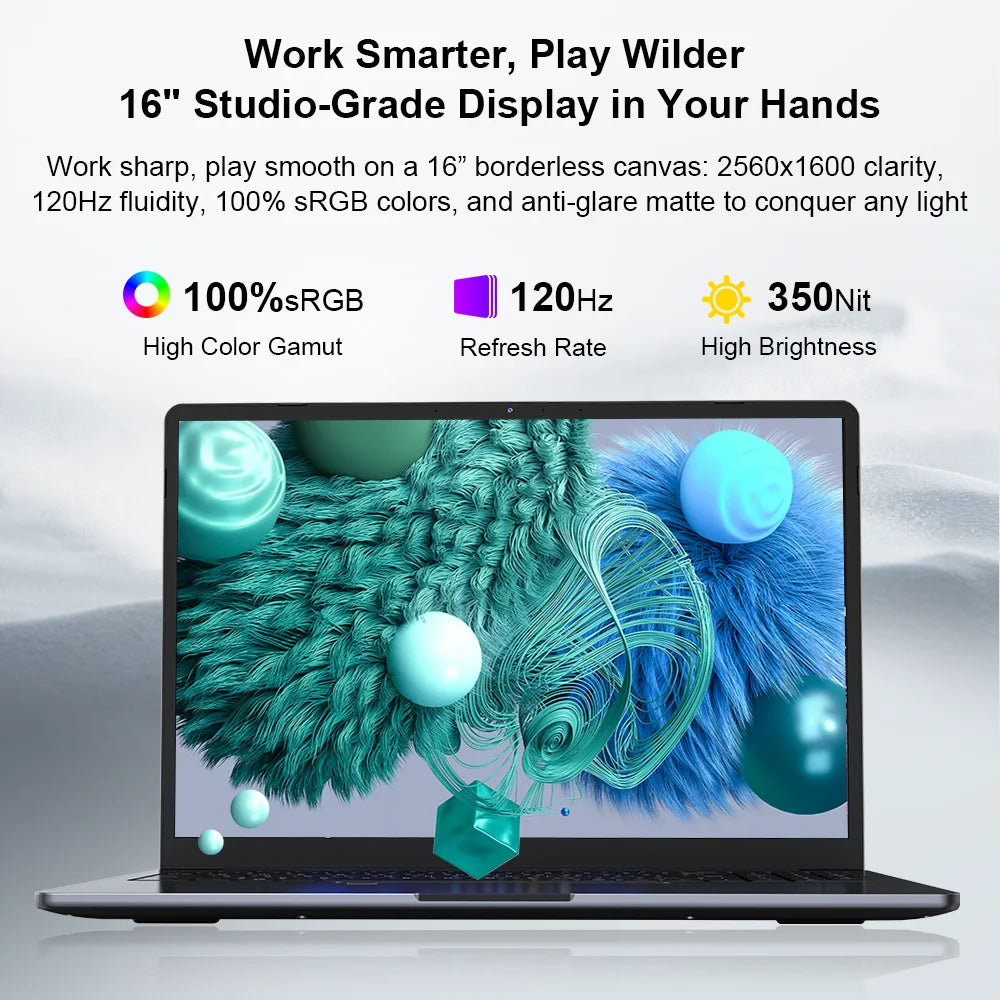 Ninkear A15 Pro 16" 2.5K Laptop – AMD Ryzen 5 5500U | 16 GB RAM | 1 TB NVMe SSD | 120-Hz-Display | Windows 11, Wi-Fi 6 & Fingerabdrucksensor