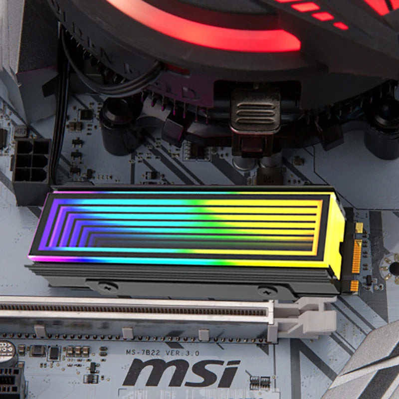 SSD-Kühler M.2 5V ARGB – RGB Heatsink für 2280 NVMe SSD mit Infinity-Mirror-Effekt | AURA Sync kompatibel & effiziente Wärmeableitung