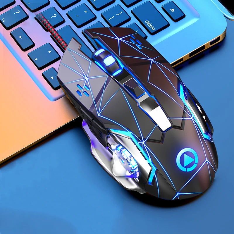 RGB Gaming-Maus mit 6 Tasten – Ergonomische kabelgebundene USB-Maus mit einstellbarer DPI | Optischer Sensor für PC & Desktop-Gaming