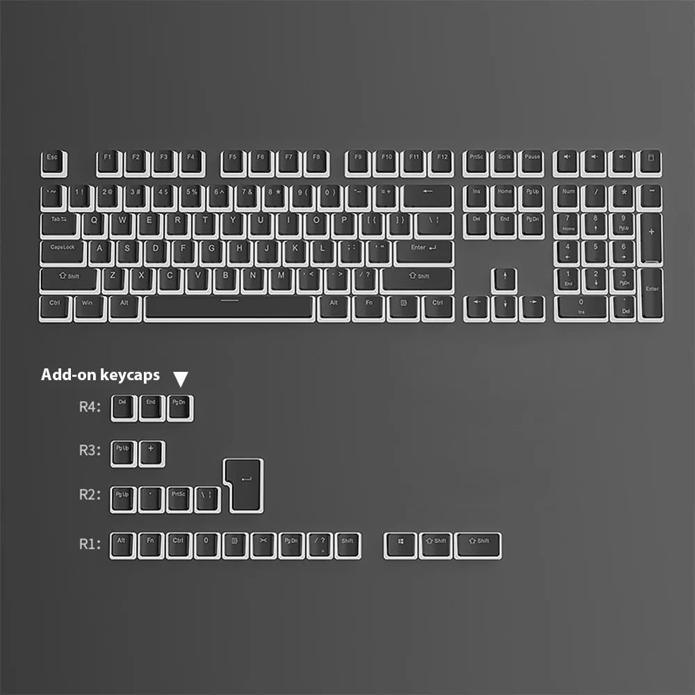 RGB Pudding Keycaps Set – 129 Double-Shot PBT Tastenkappen für mechanische Gaming-Tastaturen | Für 61/68/84/87/96/98/100/104/108 Tasten