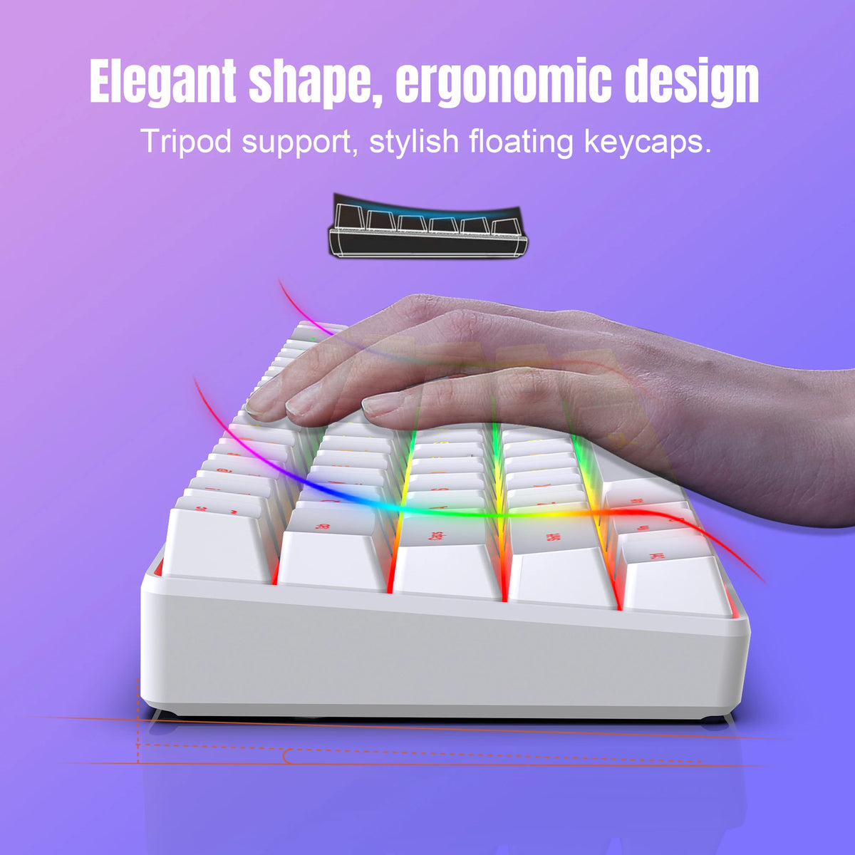 RGB Gaming Tastatur mit 68 Tasten – Kabelgebundenes USB-Keyboard mit 20 RGB-Beleuchtungsmodi | Kompakt & tragbar für Windows PC und Laptop