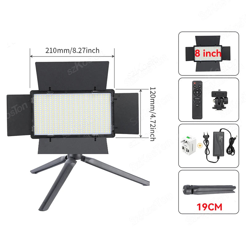 SZKOSTON U600 RGB LED Videoleuchte – 360 LEDs, 3200–5600K, CRI ≥95 & 0–100 % dimmbar | Studio-Licht für YouTube, Streaming, Gaming & Fotografie