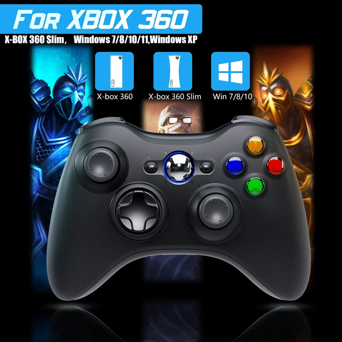 GAMROMBO Gaming Controller – Ergonomisches Gamepad für Xbox 360, Xbox 360 Slim & PC | Kabelgebunden oder Wireless