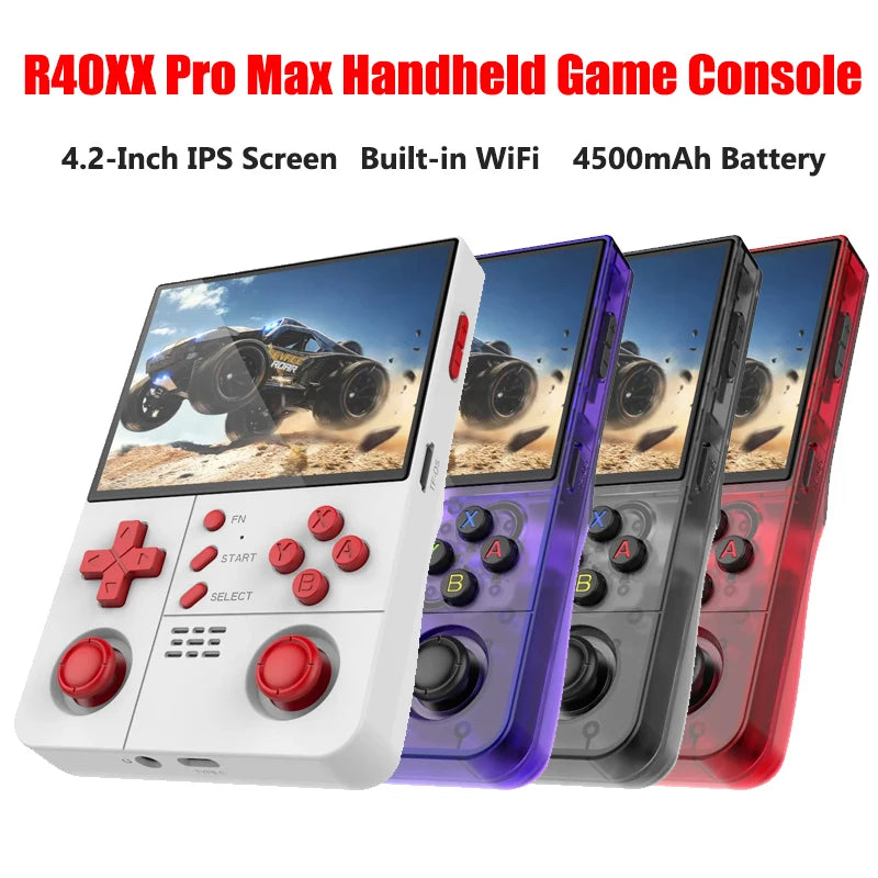18.000+ Spiele Luxuglow R40XX Pro Max Retro-Handheld – 4,2" IPS-Display | Linux-System | RK3326 Quad-Core | 4500-mAh-Akku | 64/128 GB