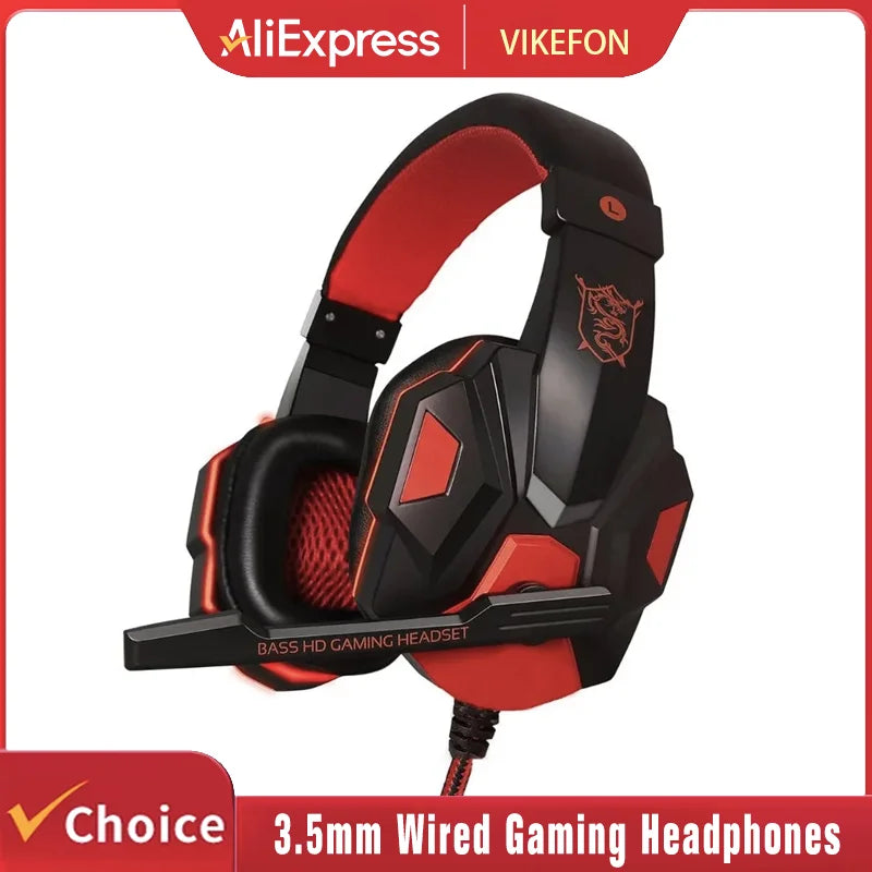 Stereo Gaming-Headset – Kabelgebundene Kopfhörer mit 40-mm-Treibern & 120° verstellbarem Mikrofon | 3,5-mm-Klinke für PC, PS4, PS5, Xbox & Smartphone