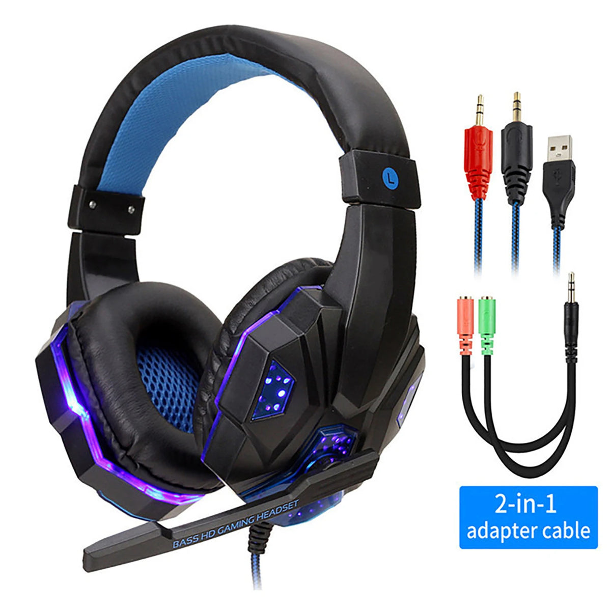 Gaming-Headset mit RGB – Kabelgebundene Stereo-Kopfhörer mit Mikrofon & 40-mm-Treibern | 3,5-mm-Klinke für PC, PS4, PS5 & kompatible Xbox-Systeme