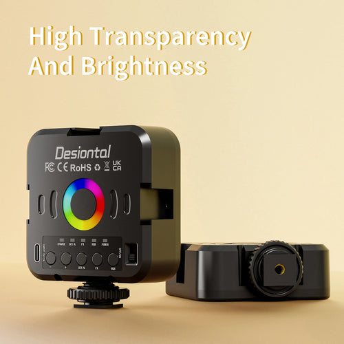 Desiontal RGB LED Videoleuchte – 360° Full-Color Kamera-Licht mit Akku & Fernbedienung | 2700–6500 K, 0–100 % dimmbar | Für Fotografie, TikTok, YouTube & Streaming