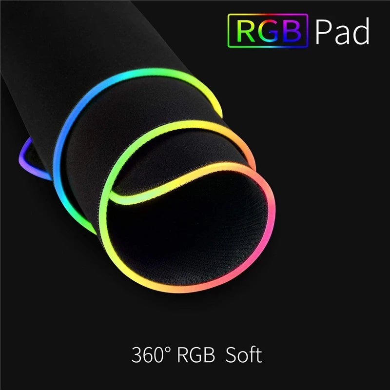 RGB Gaming Mauspad – Großes LED Deskpad mit 8 Lichtmodi, wasserabweisender Oberfläche & rutschfester Gummibasis | Gaming Mousepad für PC & Laptop