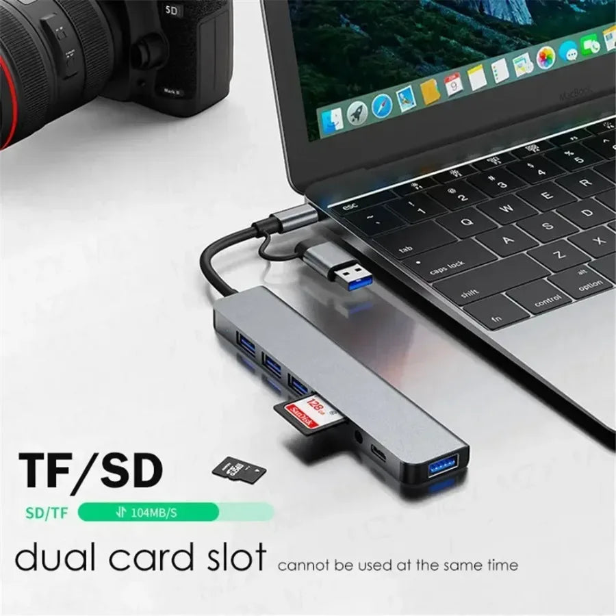 LccKaa 7-in-1 / 8-in-1 USB-C Hub – Multiport Adapter mit USB 3.0 | High-Speed Datenübertragung für Laptop, Tablet & Smartphone