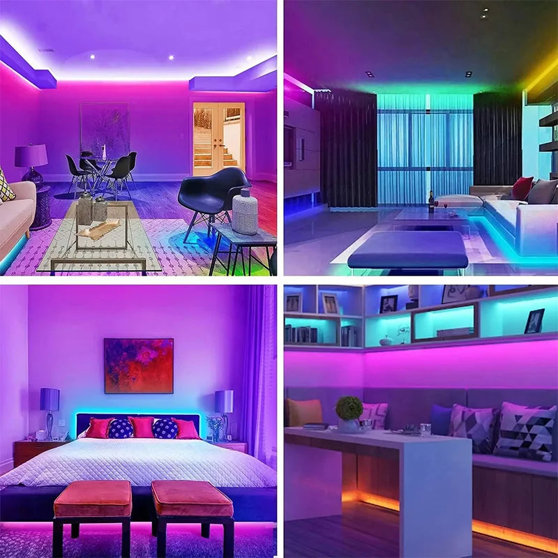 RGB LED-Strip 1–30 m – USB 5V Lichtband mit Bluetooth-App & 24-Tasten-Fernbedienung | Farbwechsel & Timer für Gaming-Zimmer, TV & Wohnbereich