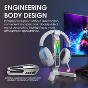 RGB Gaming Headset-Ständer mit USB-Hub – Kopfhörerhalter mit 11 LED-Lichteffekten, 2× USB-A, USB-C & 3,5-mm-Audio | Rutschfeste Metallbasis