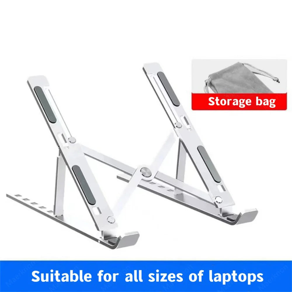 MK Gaming Verstellbarer Aluminium Laptop-Ständer – 10 Höhenstufen | Ergonomisch, Faltbar & Rutschfest | Für MacBook, Notebook & Tablet