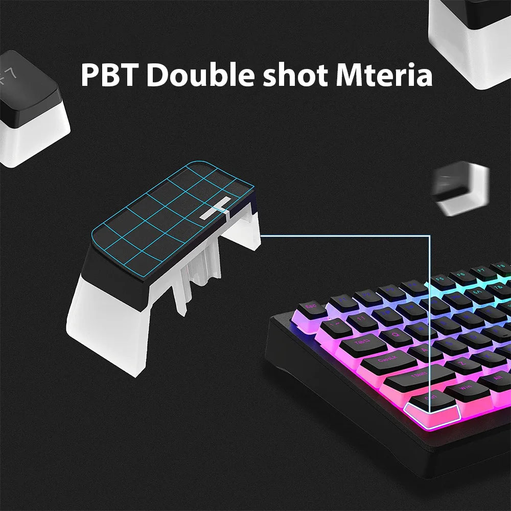 RGB Pudding Keycaps Set – 129 Double-Shot PBT Tastenkappen für mechanische Gaming-Tastaturen | Für 61/68/84/87/96/98/100/104/108 Tasten