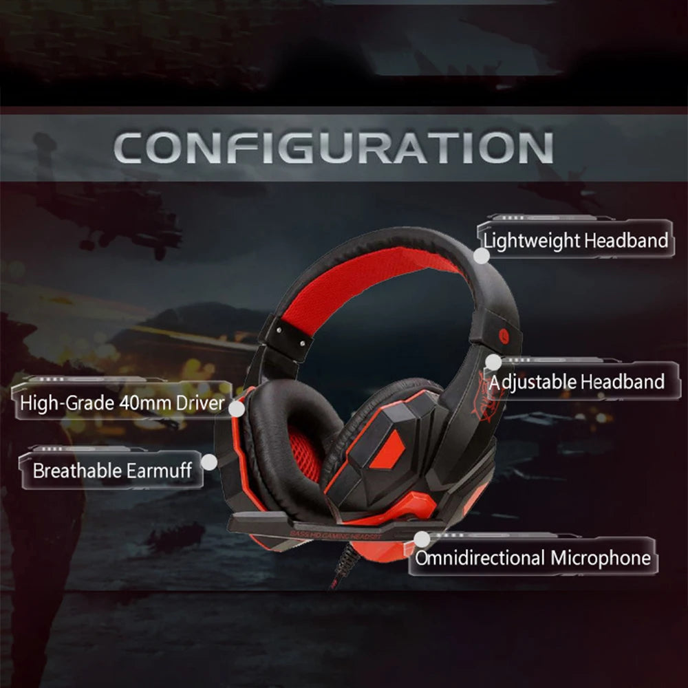 Stereo Gaming-Headset – Kabelgebundene Kopfhörer mit 40-mm-Treibern & verstellbarem Mikrofon | 3,5-mm-Klinke für PC, PS4, PS5, Xbox & Smartphone