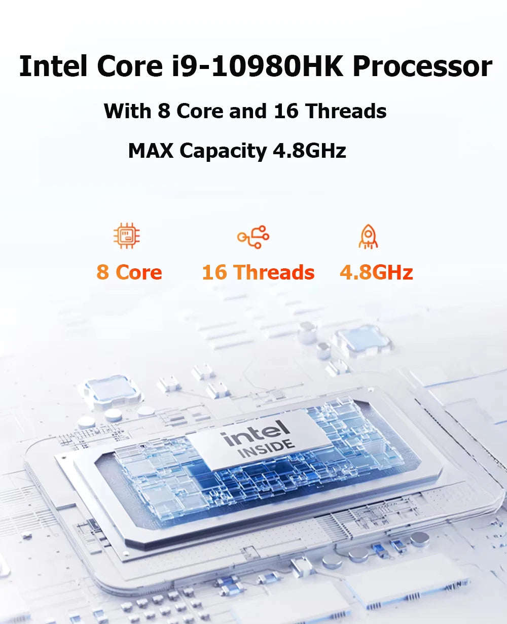 XIAORAN Mini PC – Intel Core i9-10980HK | 16/32 GB RAM | bis 2 TB SSD | Windows 11, Wi-Fi 6 & Bluetooth 5.2 | Kompakter Business- & Multimedia-PC