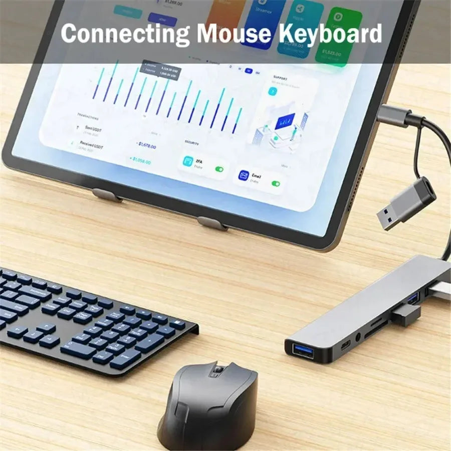 LccKaa 7-in-1 / 8-in-1 USB-C Hub – Multiport Adapter mit USB 3.0 | High-Speed Datenübertragung für Laptop, Tablet & Smartphone