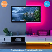 RGB LED-Strip mit Batteriebetrieb – Flexible LED-Hintergrundbeleuchtung mit 24-Tasten-Fernbedienung | Farbwechsel für Gaming-Zimmer, TV & Wohnbereich
