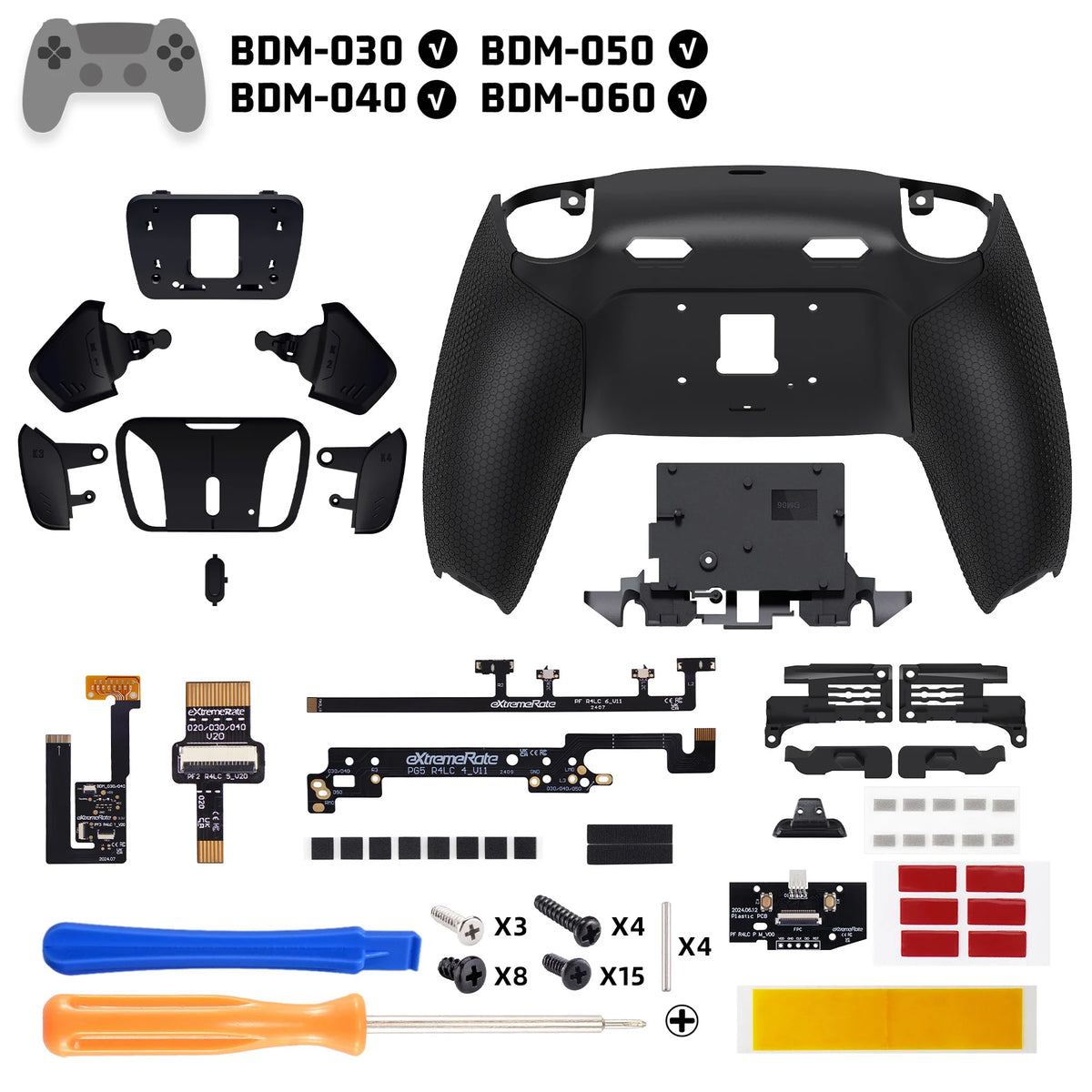 eXtremeRate RISE4 Plus MAX Upgrade-Kit für PS5 Controller BDM-060 – 4 Rücktasten, Clicky Trigger Stops & Anti-Rutsch-Grip