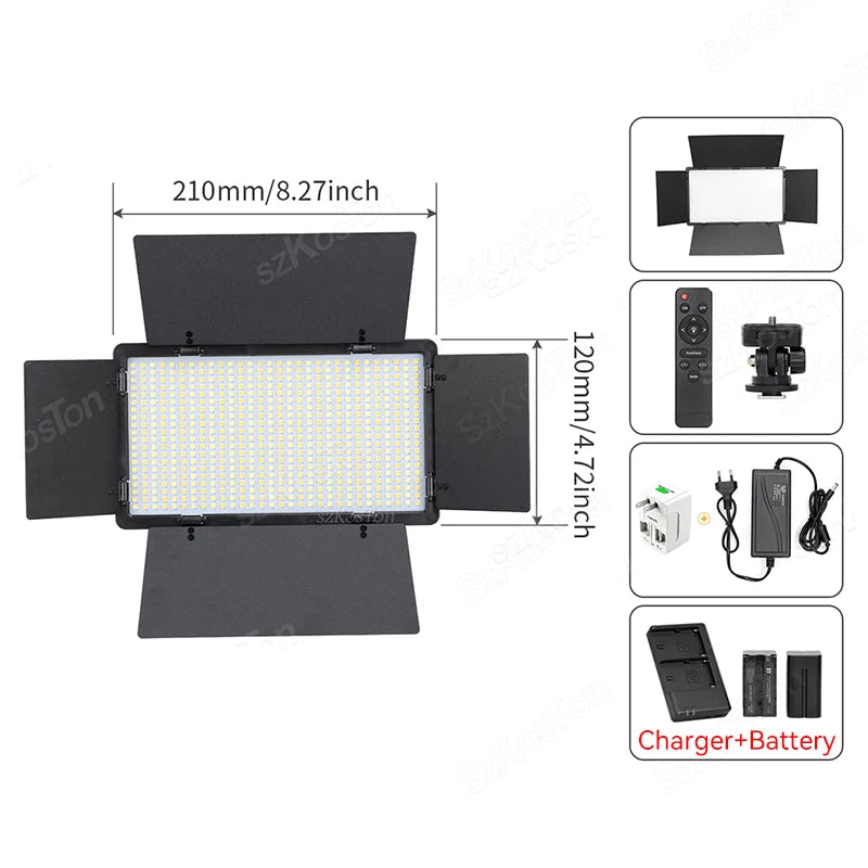 SZKOSTON U600 RGB LED Videoleuchte – 360 LEDs, 3200–5600K, CRI ≥95 & 0–100 % dimmbar | Studio-Licht für YouTube, Streaming, Gaming & Fotografie