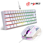 RGB Gaming Tastatur & Maus Set – 68-Tasten Mini Keyboard + kabellose 2400-DPI Gaming-Maus