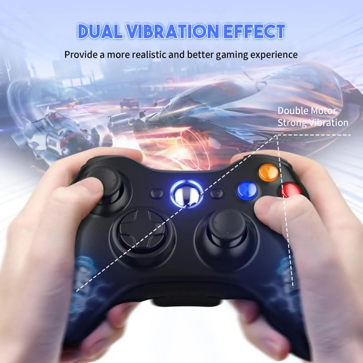 Wireless Gaming Controller 2,4 GHz – Kabelloses Gamepad für Xbox 360, Xbox 360 Slim & PC | Dual-Vibration, präzise Trigger & USB-Empfänger