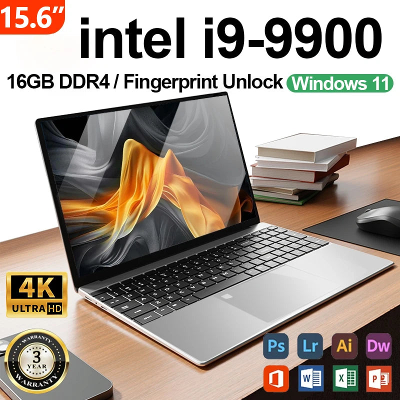 FUCHU 15,6" Performance Laptop – Intel Core i9-9900 | 16 GB RAM | 1 TB M.2 SSD | Full HD IPS | Windows 11