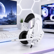 G9000 White RGB Gaming-Headset – Kabelgebundene Over-Ear-Kopfhörer mit Mikrofon & Stereo-Bass | Für PC, PS4, PS5, Xbox & Nintendo Switch