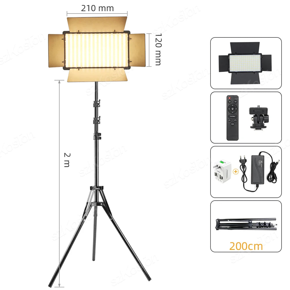 SZKOSTON U600 RGB LED Videoleuchte – 360 LEDs, 3200–5600K, CRI ≥95 & 0–100 % dimmbar | Studio-Licht für YouTube, Streaming, Gaming & Fotografie