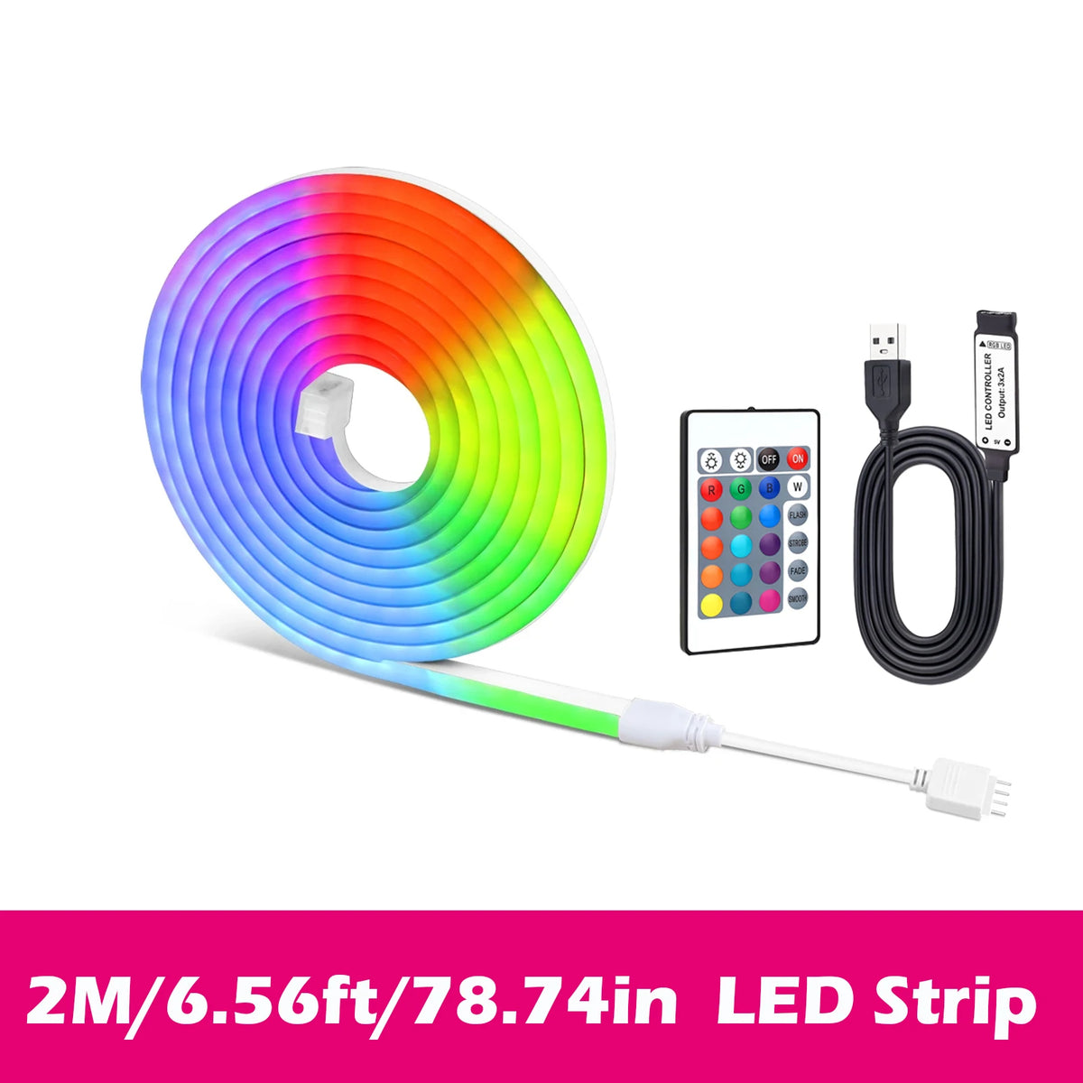 Acosh Neon RGB LED-Lichtschlauch 1–5 m – Flexibles USB Neon-Lichtband mit Fernbedienung & Farbwechsel | 5V Gaming-Beleuchtung für Zimmer & Setup
