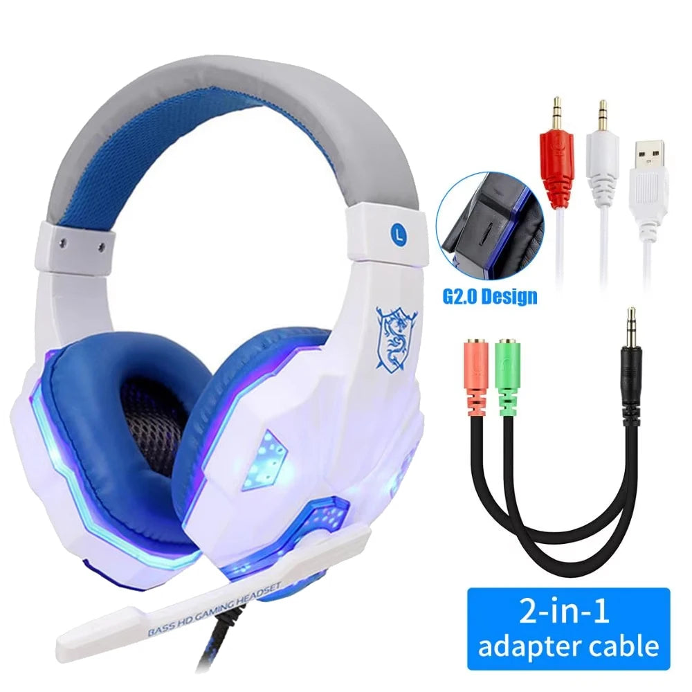 Gaming-Headset mit RGB – Kabelgebundene Stereo-Kopfhörer mit Mikrofon & 40-mm-Treibern | 3,5-mm-Klinke für PC, PS4, PS5 & kompatible Xbox-Systeme