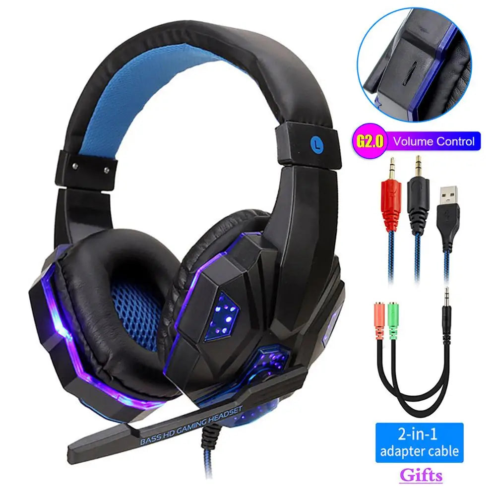 Gaming-Headset mit RGB – Kabelgebundene Stereo-Kopfhörer mit Mikrofon & 40-mm-Treibern | 3,5-mm-Klinke für PC, PS4, PS5 & kompatible Xbox-Systeme