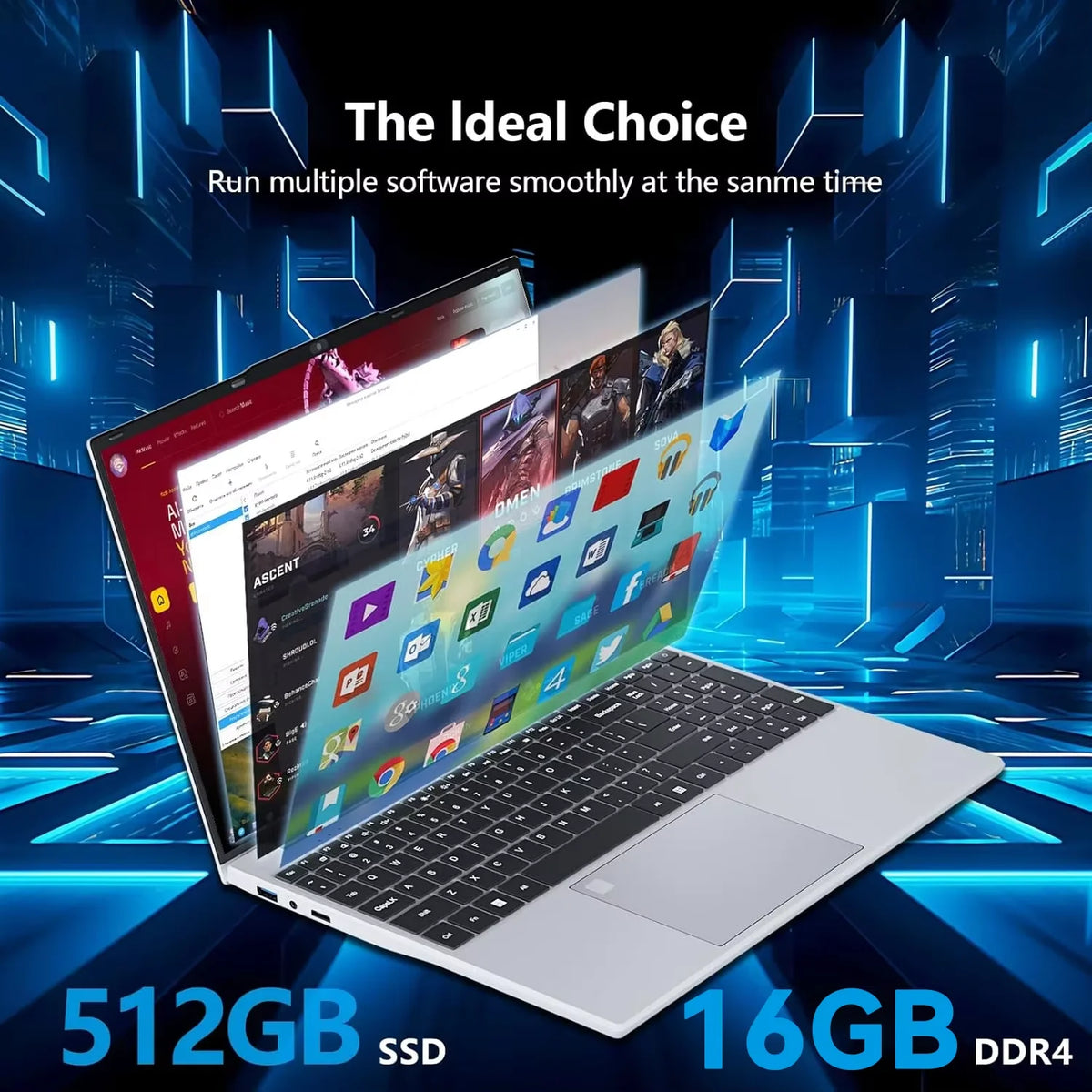 Fuchu 15,6"Zoll Performance Laptop – Intel Core i9-10980HK | Windows 11 | Beleuchtete Tastatur | Fingerabdrucksensor | Office, Studium & Gaming