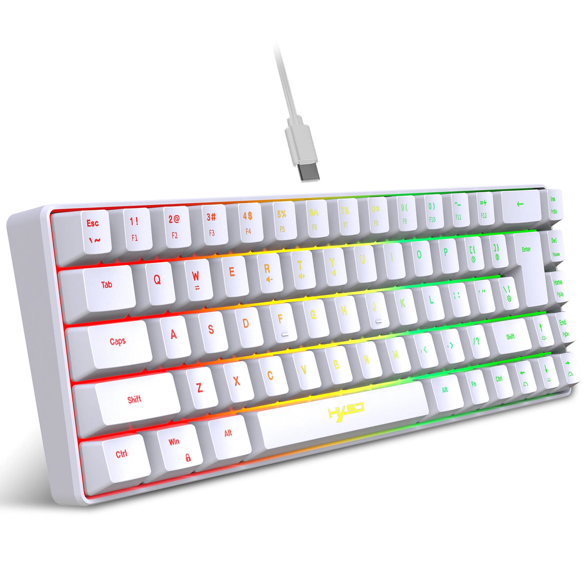RGB Gaming Tastatur mit 68 Tasten – Kabelgebundenes USB-Keyboard mit 20 RGB-Beleuchtungsmodi | Kompakt & tragbar für Windows PC und Laptop