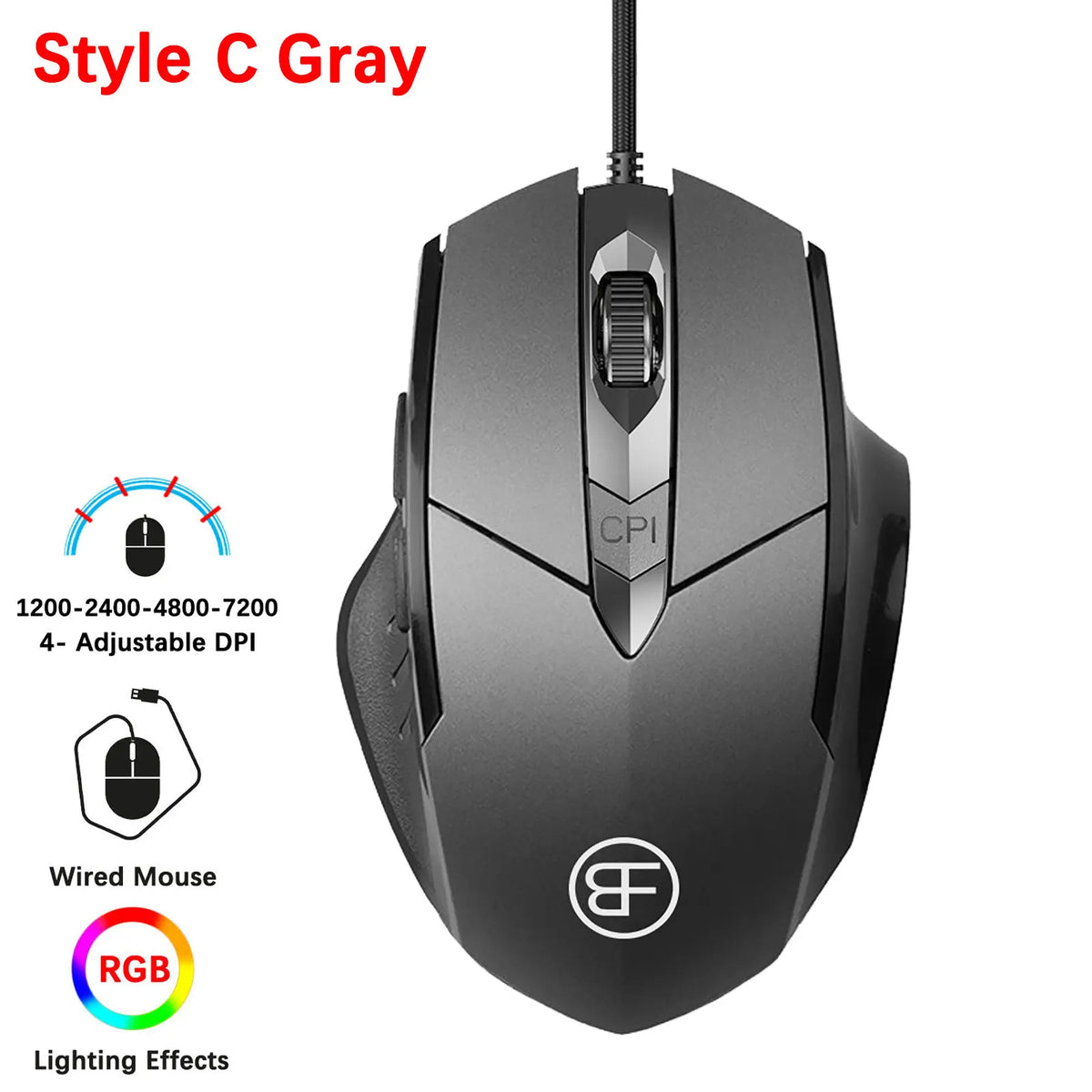 High-Performance RGB Gaming-Maus – 7200 DPI, 6 Tasten & ergonomisches Design für PC, Laptop & Gaming