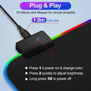 RGB Gaming Mauspad – Großes LED Deskpad mit 8 Lichtmodi, wasserabweisender Oberfläche & rutschfester Gummibasis | Gaming Mousepad für PC & Laptop