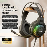 Acer OHW303 RGB Gaming-Headset – Kabelgebundene Kopfhörer mit Mikrofon, RGB-Beleuchtung & komfortablen Ohrpolstern | Gaming-Headset für PC