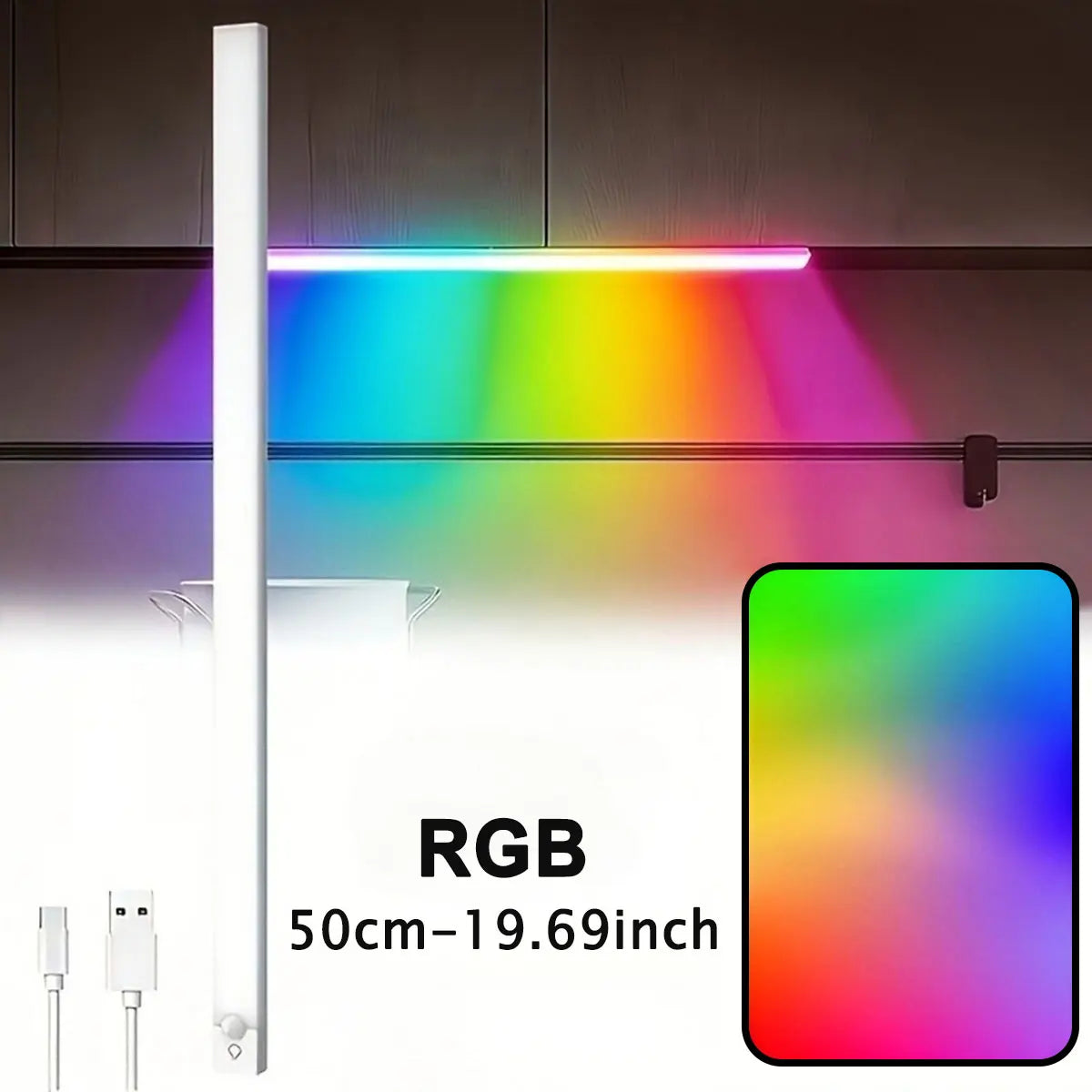 RGB Ambient Light Bar mit Akku – Dynamische Rainbow LED-Leuchte mit Farbverlauf & Running-Light-Effekt | Gaming-Beleuchtung für Schreibtisch, Wohnzimmer & Schlafzimmer