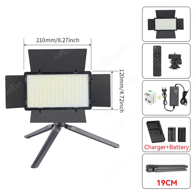 SZKOSTON U600 RGB LED Videoleuchte – 360 LEDs, 3200–5600K, CRI ≥95 & 0–100 % dimmbar | Studio-Licht für YouTube, Streaming, Gaming & Fotografie
