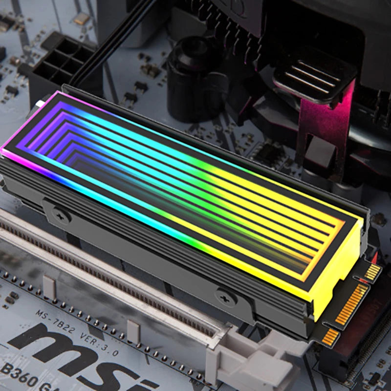 SSD-Kühler M.2 5V ARGB – RGB Heatsink für 2280 NVMe SSD mit Infinity-Mirror-Effekt | AURA Sync kompatibel & effiziente Wärmeableitung