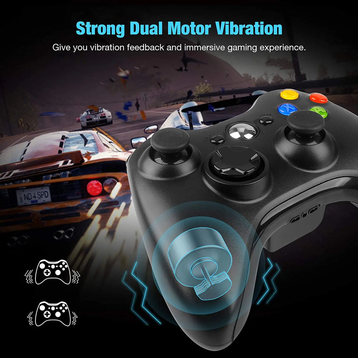 GAMROMBO Gaming Controller – Ergonomisches Gamepad für Xbox 360, Xbox 360 Slim & PC | Kabelgebunden oder Wireless