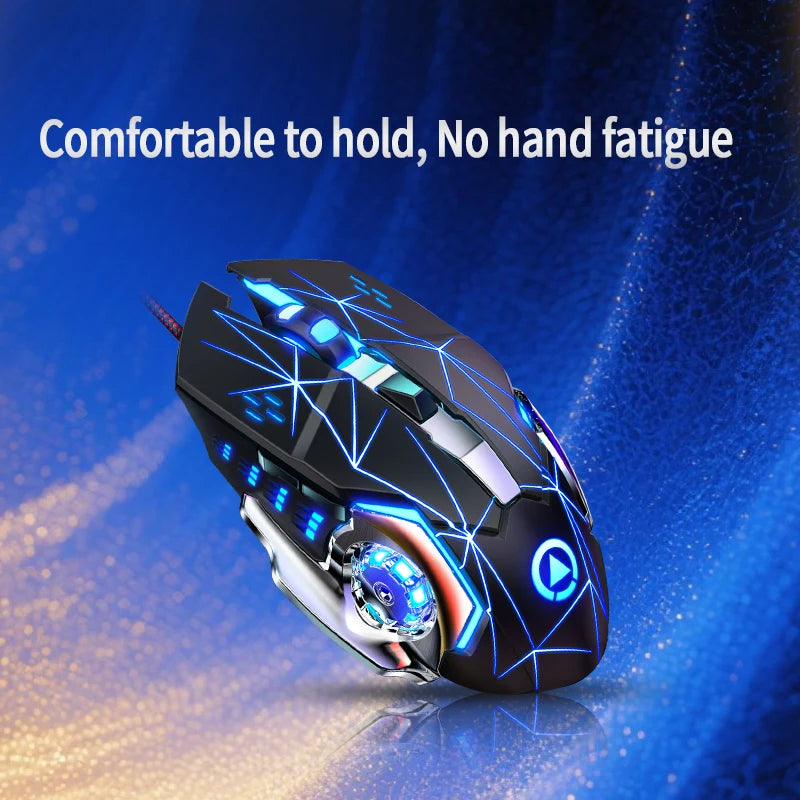 RGB Gaming-Maus mit 6 Tasten – Ergonomische kabelgebundene USB-Maus mit einstellbarer DPI | Optischer Sensor für PC & Desktop-Gaming