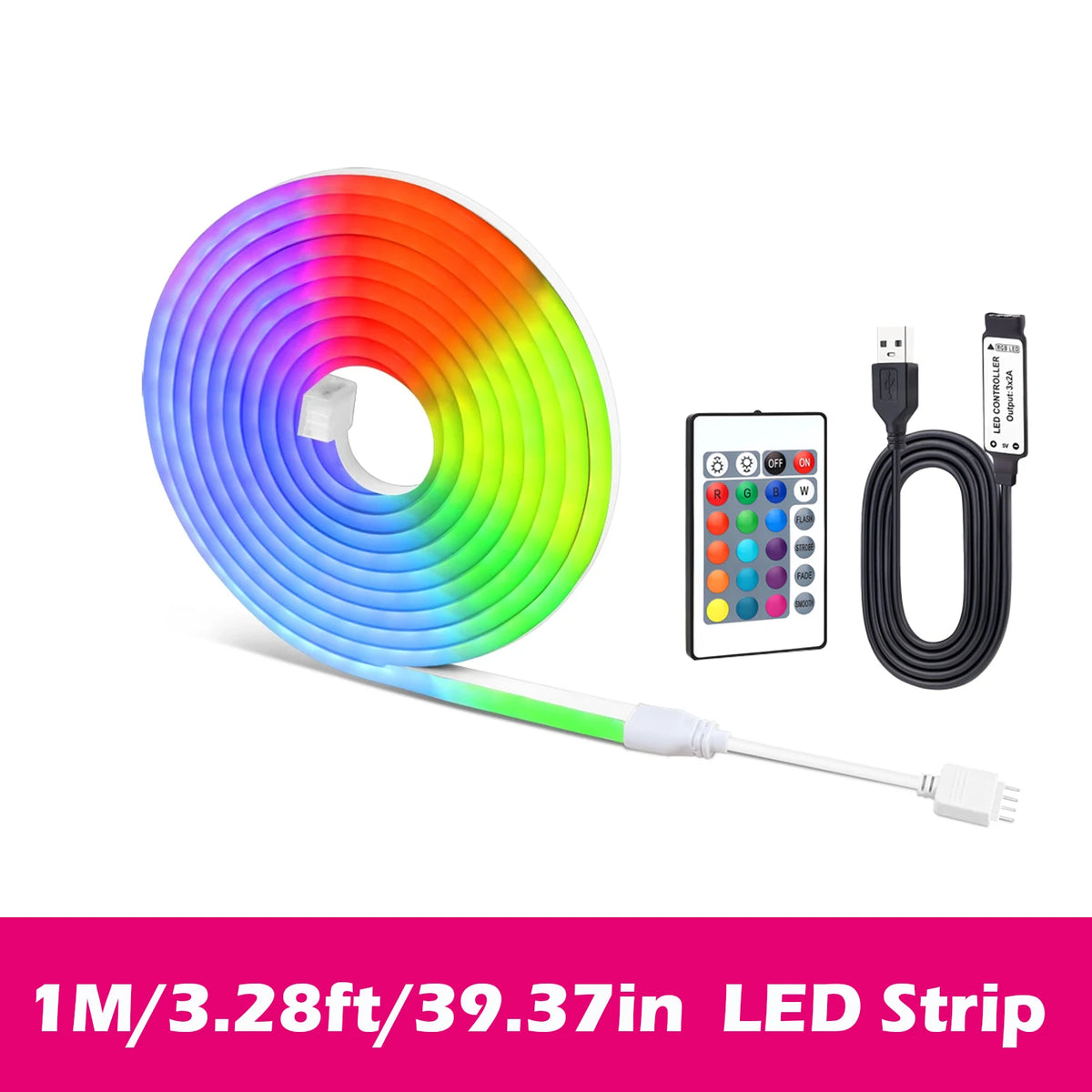 Acosh Neon RGB LED-Lichtschlauch 1–5 m – Flexibles USB Neon-Lichtband mit Fernbedienung & Farbwechsel | 5V Gaming-Beleuchtung für Zimmer & Setup