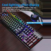 104-Tasten RGB Gaming-Tastatur – Kabelgebundene USB Membran-Tastatur mit mechanischem Tippgefühl & Multicolor-Beleuchtung | Englisches Layout für PC & Laptop