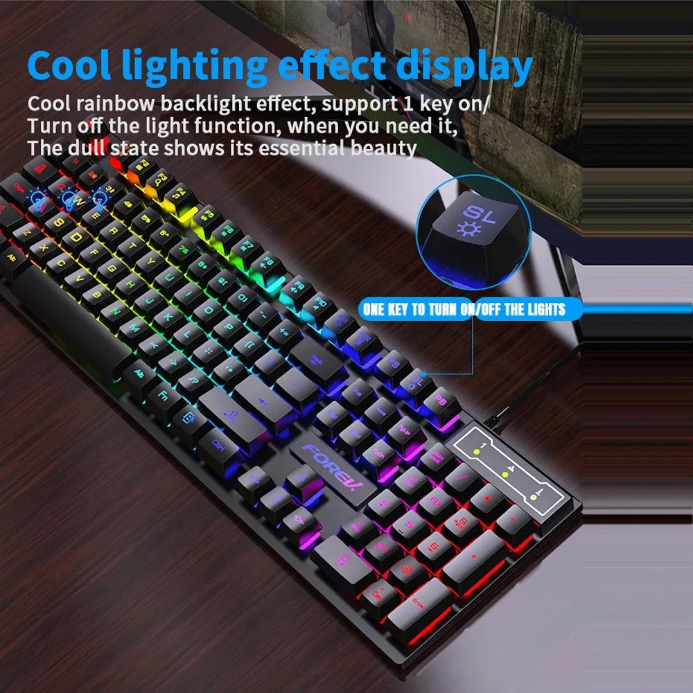 104-Tasten RGB Gaming-Tastatur – Kabelgebundene USB Membran-Tastatur mit mechanischem Tippgefühl & Multicolor-Beleuchtung | Englisches Layout für PC & Laptop