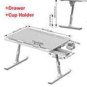 HGTUGO Faltbarer Laptop-Tisch – Höhenverstellbar & Neigbar | Ergonomischer Betttisch mit Getränkehalter & Schublade | Für Bett, Sofa & Homeoffice