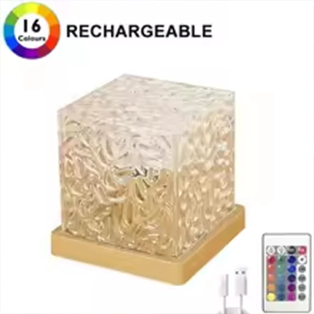 HOMEFISH RGB-Nachtlicht mit 16 Farben und Fernbedienung – Wiederaufladbare Tischlampe mit Ozeanwellen- und Aurora-Projektion für Gamingzimmer, Schlafzimmer und Wohnbereich