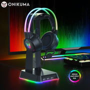 ONIKUMA RGB Gaming-Headset mit oder ohne Ohren und Ständer – Kabelgebundene Kopfhörer mit 50-mm-Treibern & flexiblem HD-Mikrofon | 3,5-mm-Headset für PC, PS4, PS5, Xbox & Nintendo Switch