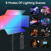 SZKOSTON RGB LED Videoleuchte – 728 LEDs, 0–100 % dimmbar | Foto- & Studio-Licht für YouTube, Streaming & Content Creation